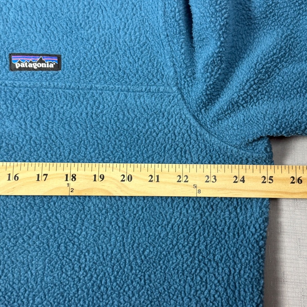 Patagonia Mens XL Blue Fleece Pullover Sweatshirt Mock Neck Button Pockets Logo - Picture 4 of 9